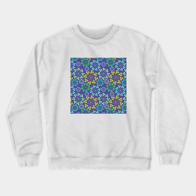 Blue Floral Swirl Pattern Crewneck Sweatshirt by FloralPatterns